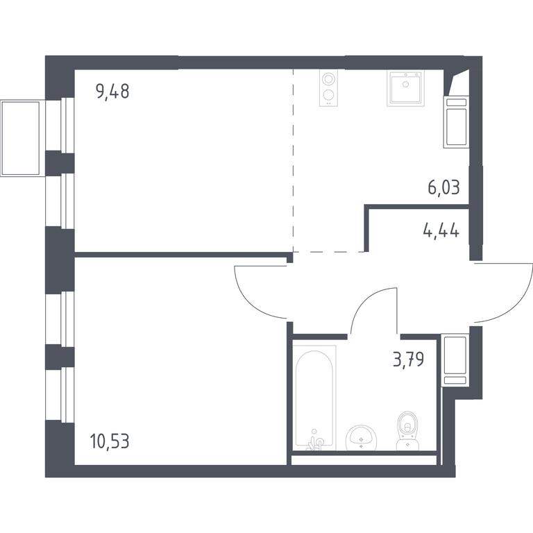 1-BD Apartment Sale, 34.27 sq. m. at Gorki Park, Shkolnaya ulitsa, 2, derevnya Korobovo, Leninskiy City District, Moscow Region, Russia #1