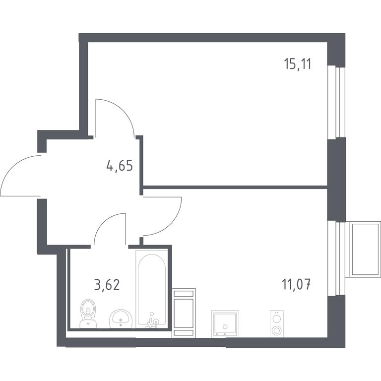 Apartment Sale, 34.45 sq. m. at Gorki Park, Shkolnaya ulitsa, 2, derevnya Korobovo, Leninskiy City District, Moscow Region, Russia #1