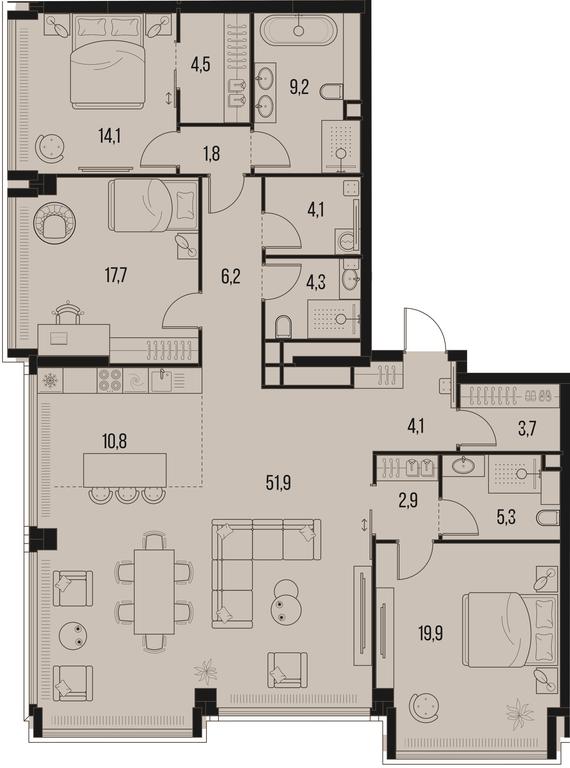 3-BD Apartment Sale, 160.5平方米 at High Life, Letnikovskaya Street, 11/10с1, Moscow, Russia #1