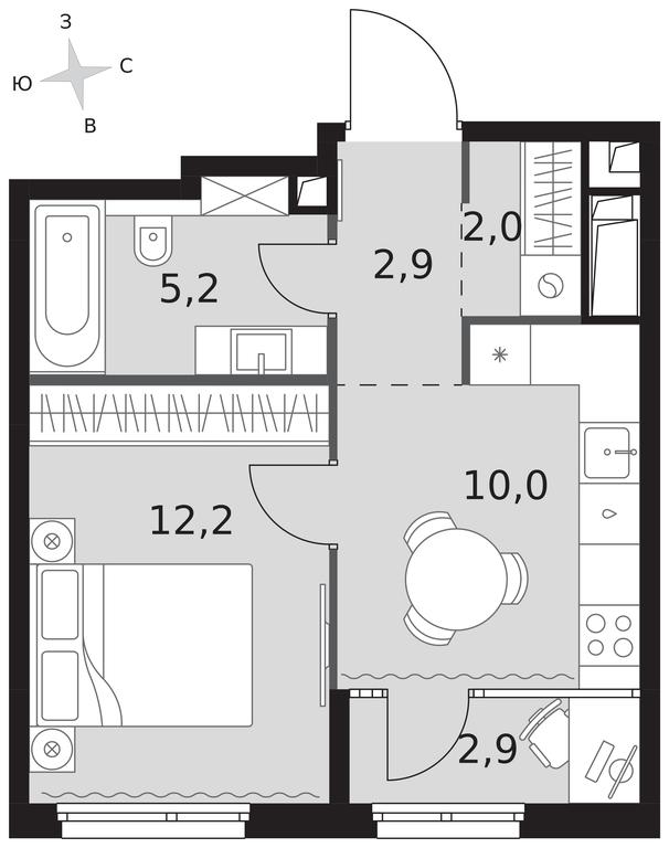 1-BD Apartment Sale, 35.2 sq. m. at Sydney City, Shenogina Street, 2, Moscow, Russia #1