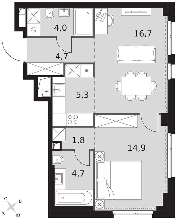 2-BD Apartment Sale, 52.1平方米 at Sydney City, Shenogina Street, 2, Moscow, Russia #1 2-BD Apartment Sale, 52.1平方米 at Sydney City, Shenogina Street, 2, Moscow, Russia #1