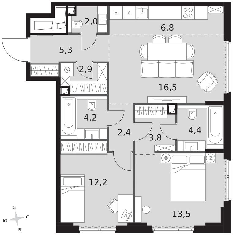 3-BD Apartment Sale, 74平方米 at Sydney City, Shenogina Street, 2, Moscow, Russia #1 3-BD Apartment Sale, 74平方米 at Sydney City, Shenogina Street, 2, Moscow, Russia #1