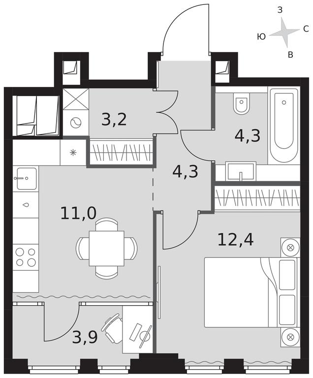 1-BD Apartment Sale, 39.1 sq. m. at Sydney City, Shenogina Street, 2, Moscow, Russia #1