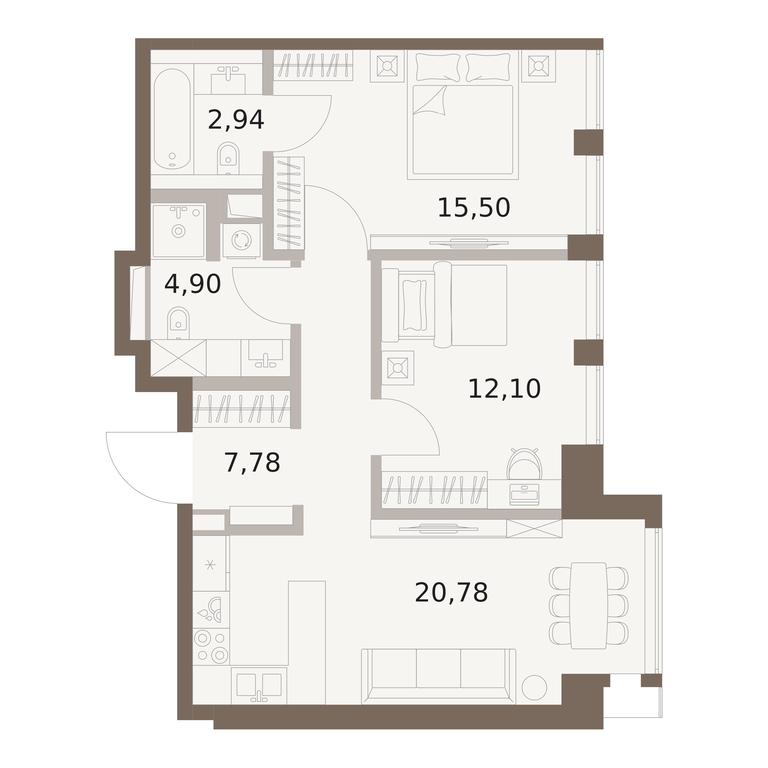 2-BD Apartment Sale, 64 sq. m. at The Five, 5th Donskoy Drive, вл21к6, Moscow, Russia #1 2-BD Apartment Sale, 64 sq. m. at The Five, 5th Donskoy Drive, вл21к6, Moscow, Russia #1