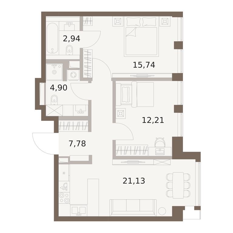 2-BD Apartment Sale, 64.7平方米 at The Five, 5th Donskoy Drive, вл21к6, Moscow, Russia #1 2-BD Apartment Sale, 64.7平方米 at The Five, 5th Donskoy Drive, вл21к6, Moscow, Russia #1