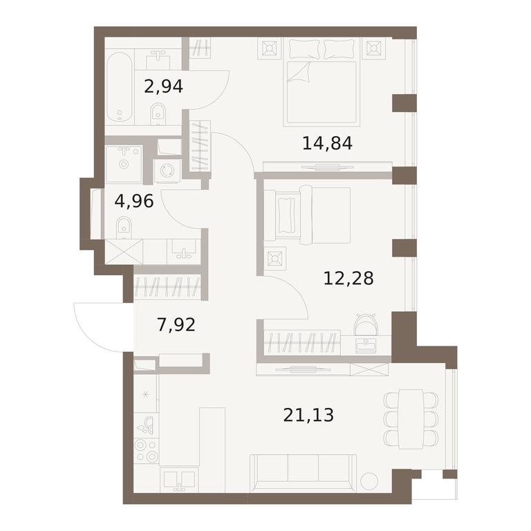 2-BD Apartment Sale, 64.07平方米 at The Five, 5th Donskoy Drive, вл21к6, Moscow, Russia #1 2-BD Apartment Sale, 64.07平方米 at The Five, 5th Donskoy Drive, вл21к6, Moscow, Russia #1