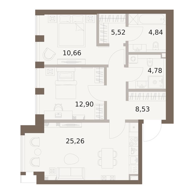 2-BD Apartment Sale, 72.49 sq. m. at The Five, 5th Donskoy Drive, вл21к6, Moscow, Russia #1 2-BD Apartment Sale, 72.49 sq. m. at The Five, 5th Donskoy Drive, вл21к6, Moscow, Russia #1