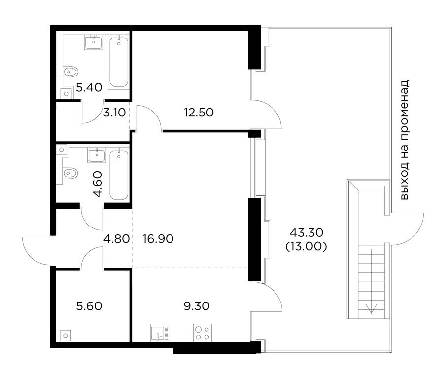 1-BD Apartment Sale, 75.2平方米 at Injoy, Admirala Makarova Street, 2с1, Moscow, Russia #1 1-BD Apartment Sale, 75.2平方米 at Injoy, Admirala Makarova Street, 2с1, Moscow, Russia #1