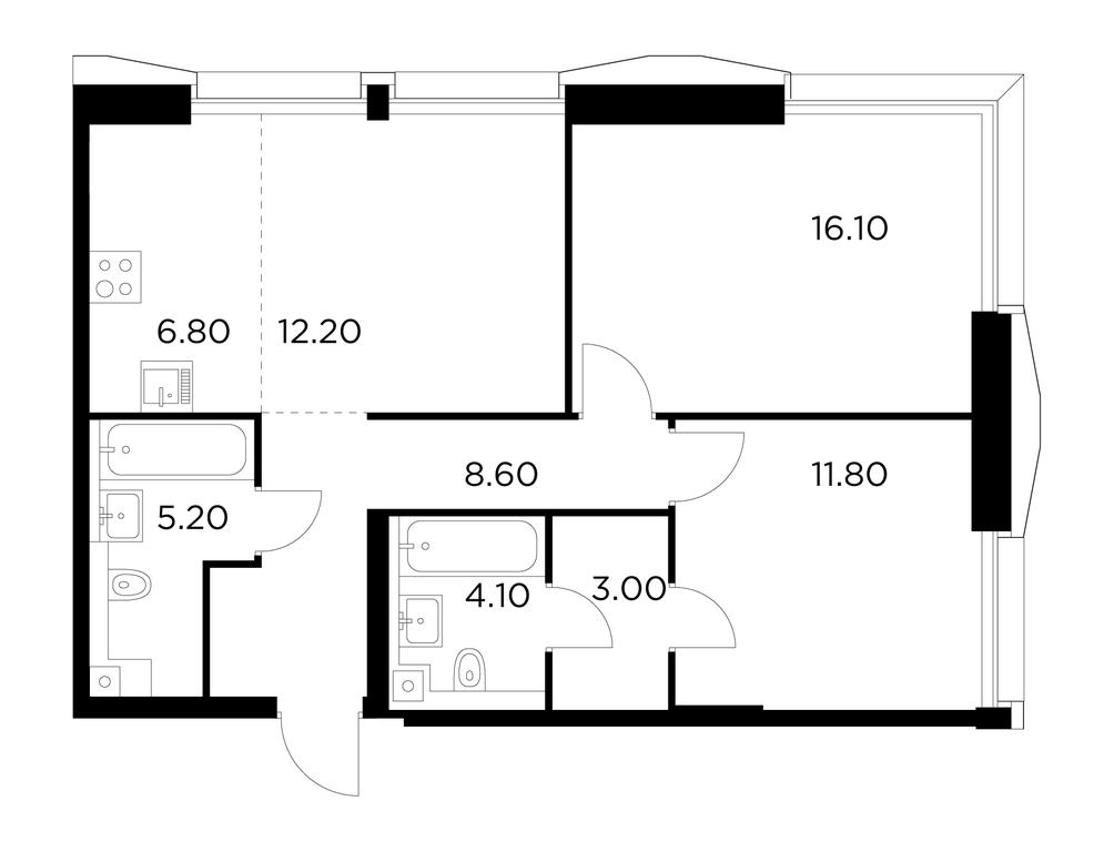 2-BD Apartment Sale, 67.8 sq. m. at Injoy, Admirala Makarova Street, 2с1, Moscow, Russia #1