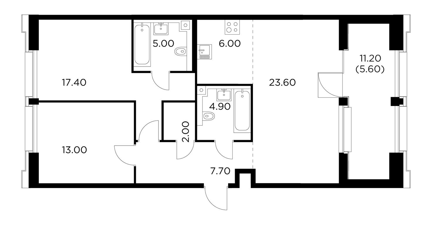 3-BD Apartment Sale, 85.2平方米 at Injoy, Admirala Makarova Street, 2с1, Moscow, Russia #1