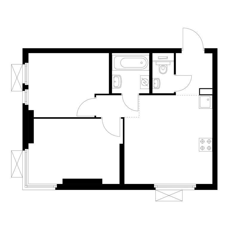 2-BD Apartment Sale, 45.1 sq. m. at Vtoroy Nagatinskiy, 2nd Nagatinsky Drive, 2к1, Moscow, Russia #1