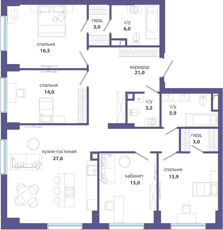 4-BD Apartment Sale, 127.1 sq. m. at Sobytie, Lobachevskogo Street, 124к3, Moscow, Russia #1 4-BD Apartment Sale, 127.1 sq. m. at Sobytie, Lobachevskogo Street, 124к3, Moscow, Russia #1