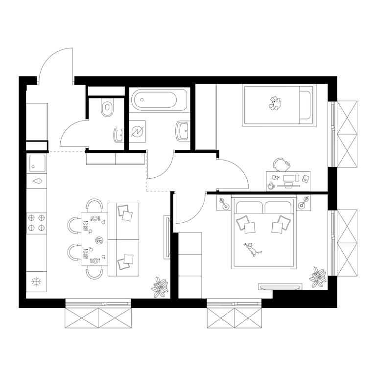 2-BD Apartment Sale, 46 sq. m. at Salarevo Park, Salaryevskaya Street, 8к1, Moskovskiy Settlement, Moscow, Russia #1