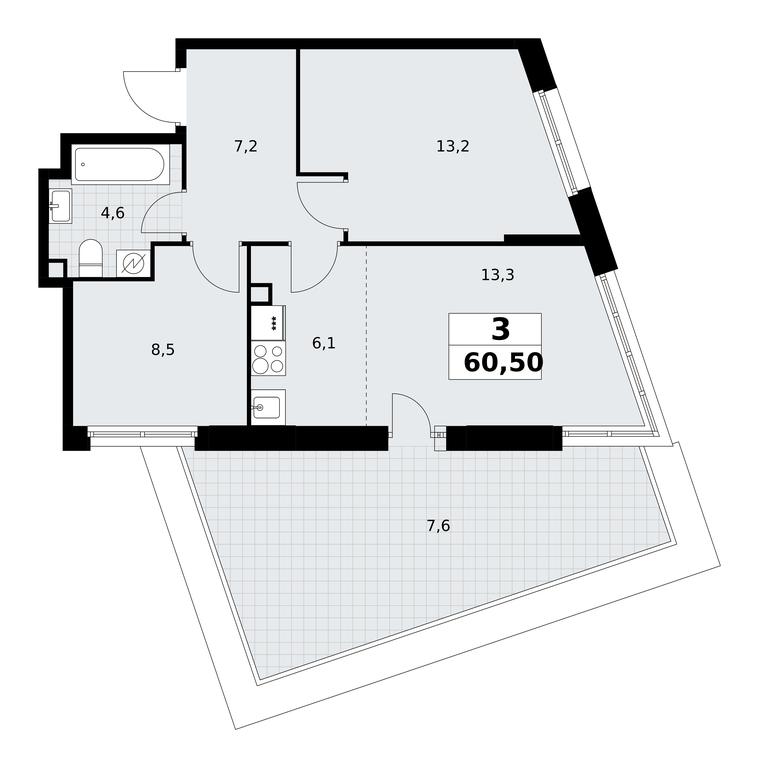 2-BD Apartment Sale, 60.5平方米 at Rodniye Kvartaly, Kvartal № 33, Marushkinskoye Settlement, Moscow, Russia #1 2-BD Apartment Sale, 60.5平方米 at Rodniye Kvartaly, Kvartal № 33, Marushkinskoye Settlement, Moscow, Russia #1