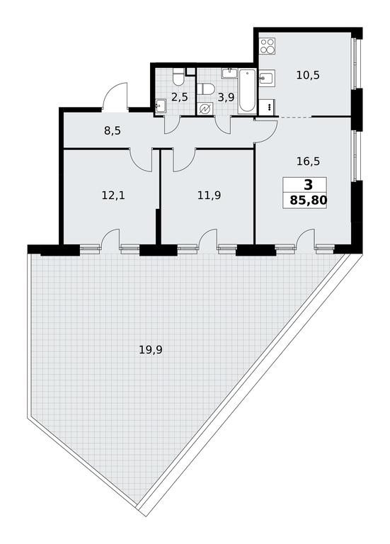 2-BD Apartment Sale, 85.8平方米 at Rodniye Kvartaly, Kvartal № 33, Marushkinskoye Settlement, Moscow, Russia #1 2-BD Apartment Sale, 85.8平方米 at Rodniye Kvartaly, Kvartal № 33, Marushkinskoye Settlement, Moscow, Russia #1