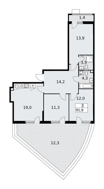 2-BD Apartment Sale, 91.9 sq. m. at Rodniye Kvartaly, Kvartal № 33, Marushkinskoye Settlement, Moscow, Russia #2 2-BD Apartment Sale, 91.9 sq. m. at Rodniye Kvartaly, Kvartal № 33, Marushkinskoye Settlement, Moscow, Russia #2