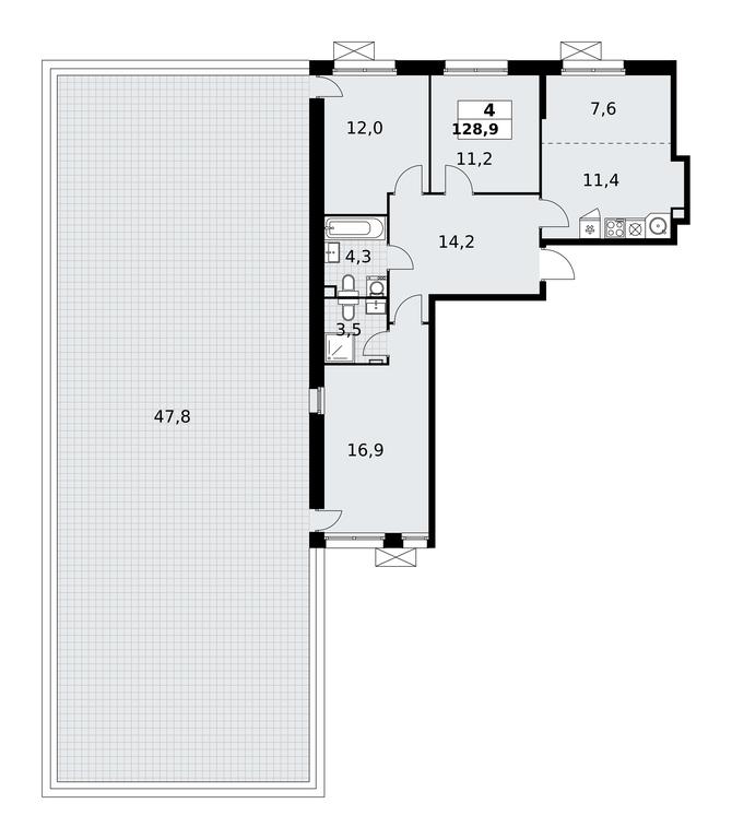 3-BD Apartment Sale, 128.9平方米 at Rodniye Kvartaly, Kvartal № 33, Marushkinskoye Settlement, Moscow, Russia #1 3-BD Apartment Sale, 128.9平方米 at Rodniye Kvartaly, Kvartal № 33, Marushkinskoye Settlement, Moscow, Russia #1