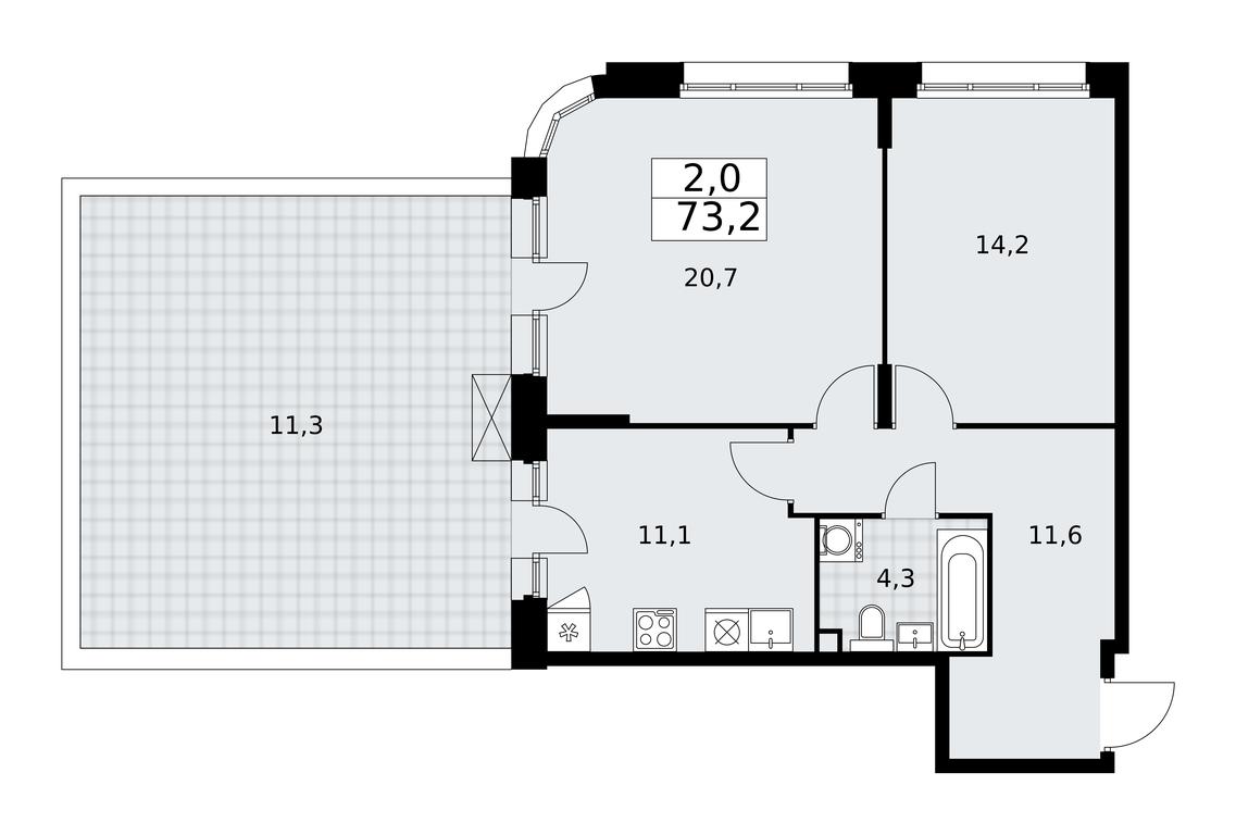 1-BD Apartment Sale, 73.2 sq. m. at Prokshino, Prokshino Residential Complex, Sosenskoye Settlement, Moscow, Russia #1 1-BD Apartment Sale, 73.2 sq. m. at Prokshino, Prokshino Residential Complex, Sosenskoye Settlement, Moscow, Russia #1