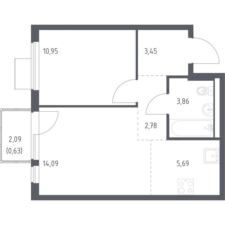 Продажа квартиры, 41,45 м² в ЖК «Горки Парк», Школьная улица, 2, деревня Коробово, Ленинский городской округ, Московская область, Россия #1