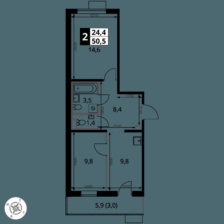 2-BD Apartment Sale, 50.5 sq. m. at 1-y Salarevskiy, Kiyevskoye Highway, Moskovskiy Settlement, Moscow, Russia #2 2-BD Apartment Sale, 50.5 sq. m. at 1-y Salarevskiy, Kiyevskoye Highway, Moskovskiy Settlement, Moscow, Russia #2
