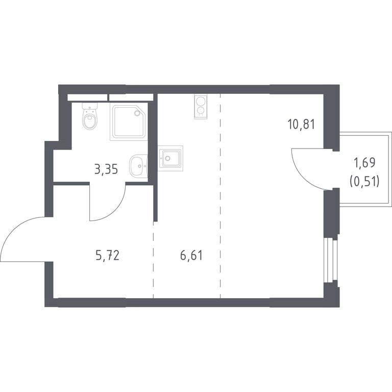 Apartment Sale, 27 sq. m. at Kosmicheskiy kvartal, M.K. Tikhonravova Street, Yubileyniy Microdistrict, Korolyov, Moscow Region, Russia #1