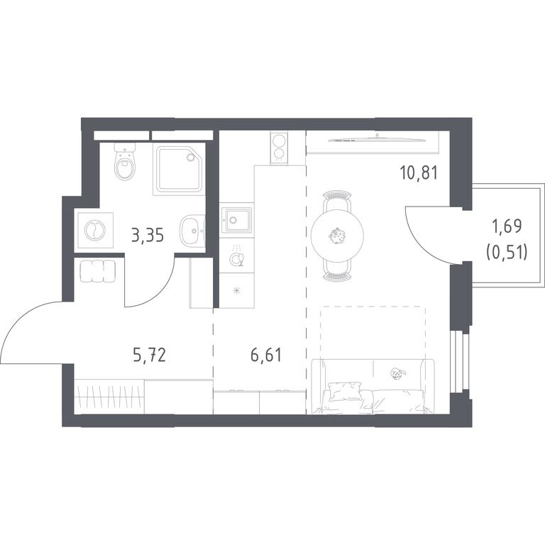 Apartment Sale, 27 sq. m. at Kosmicheskiy kvartal, M.K. Tikhonravova Street, Yubileyniy Microdistrict, Korolyov, Moscow Region, Russia #2