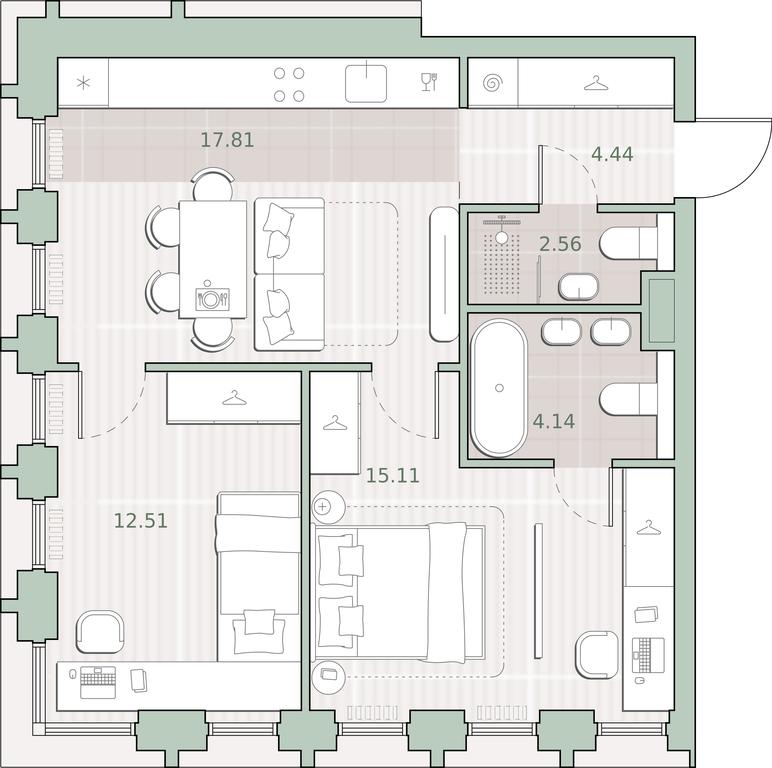 2-BD Apartment Sale, 56.57 sq. m. at Sreda na Kutuzovskom, Ivana Franko Street, Moscow, Russia #1 2-BD Apartment Sale, 56.57 sq. m. at Sreda na Kutuzovskom, Ivana Franko Street, Moscow, Russia #1