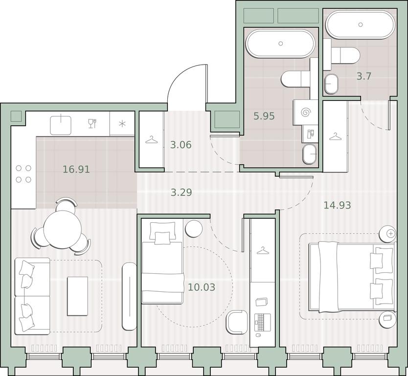 2-BD Apartment Sale, 57.87 sq. m. at Sreda na Kutuzovskom, Ivana Franko Street, Moscow, Russia #1 2-BD Apartment Sale, 57.87 sq. m. at Sreda na Kutuzovskom, Ivana Franko Street, Moscow, Russia #1