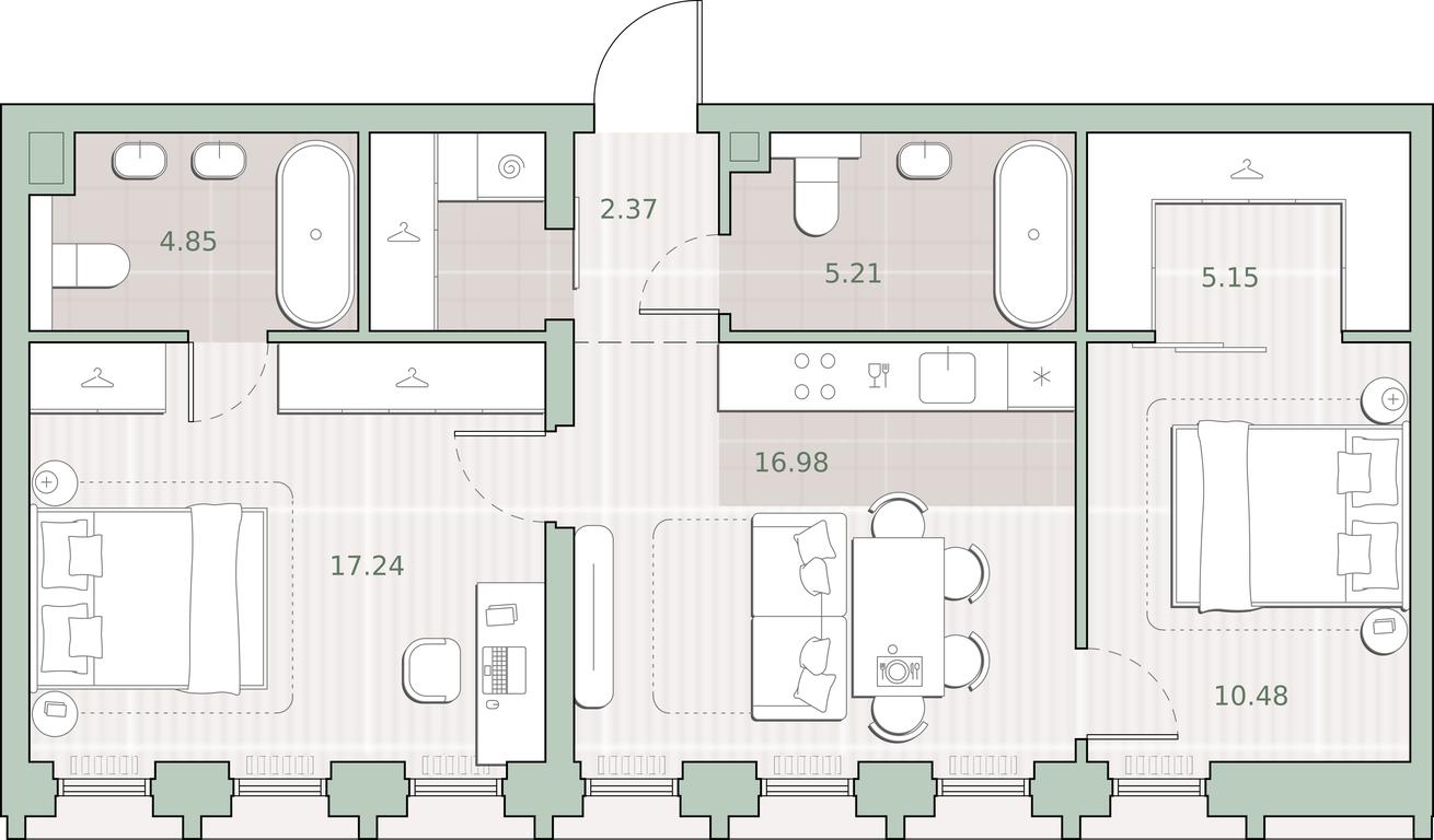 2-BD Apartment Sale, 64.99 sq. m. at Sreda na Kutuzovskom, Ivana Franko Street, Moscow, Russia #1