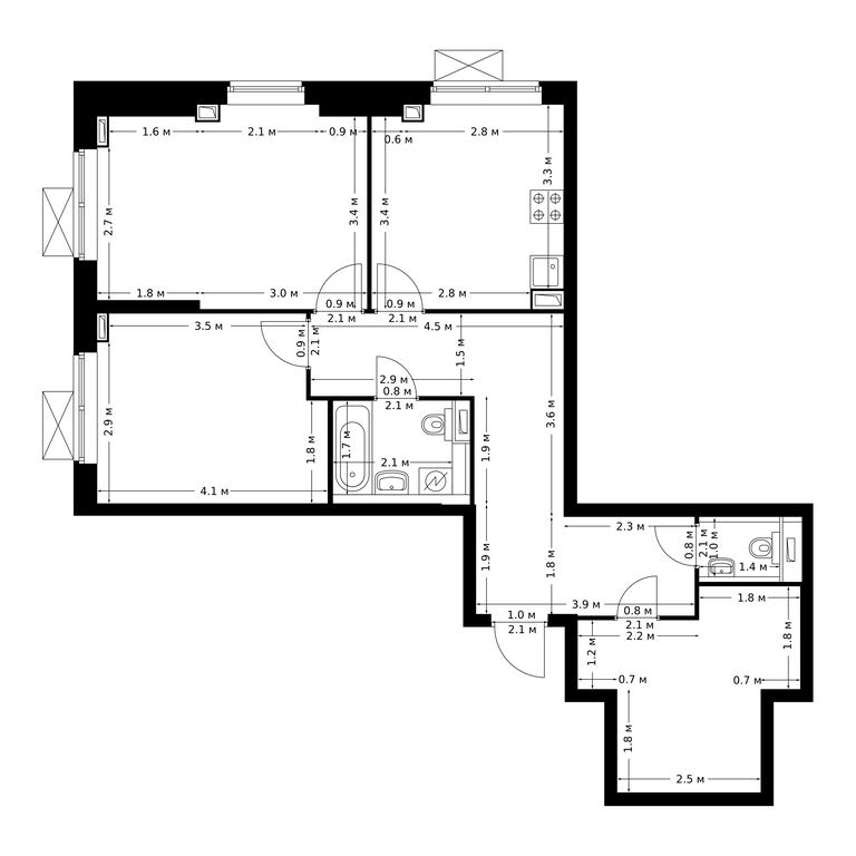 2-BD Apartment Sale, 72.5 sq. m. at Poliarnaya 25, Polyarnaya Street, 27к1, Moscow, Russia #2 2-BD Apartment Sale, 72.5 sq. m. at Poliarnaya 25, Polyarnaya Street, 27к1, Moscow, Russia #2