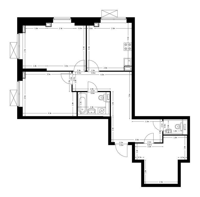 2-BD Apartment Sale, 72.5 sq. m. at Poliarnaya 25, Polyarnaya Street, 27к1, Moscow, Russia #1 2-BD Apartment Sale, 72.5 sq. m. at Poliarnaya 25, Polyarnaya Street, 27к1, Moscow, Russia #1