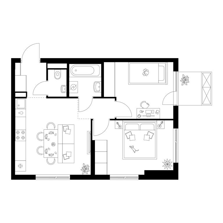2-BD Apartment Sale, 46.8 sq. m. at Salarevo Park, Salaryevskaya Street, 8к1, Moskovskiy Settlement, Moscow, Russia #1