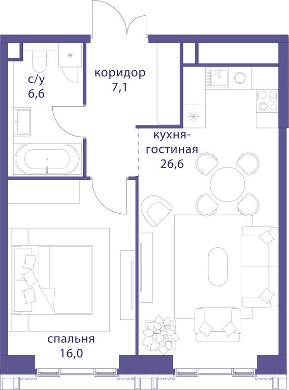 1-BD Apartment Sale, 56.4 sq. m. at Tatarskaya 35, Bolshaya Tatarskaya Street, Moscow, Russia #1