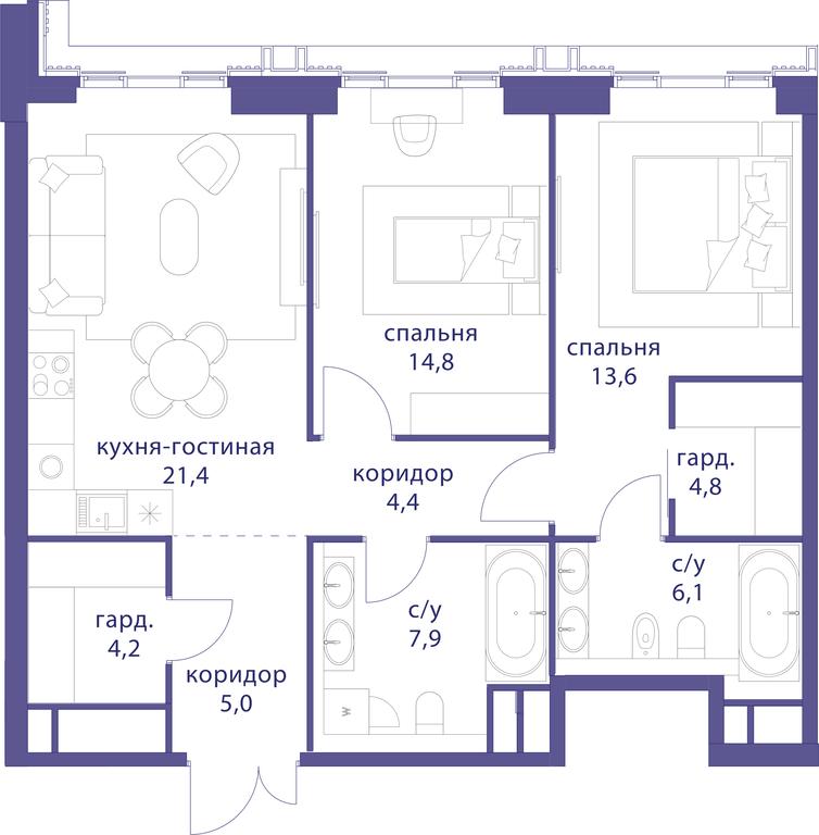 2-BD Apartment Sale, 82.2 sq. m. at Tatarskaya 35, Bolshaya Tatarskaya Street, Moscow, Russia #1 2-BD Apartment Sale, 82.2 sq. m. at Tatarskaya 35, Bolshaya Tatarskaya Street, Moscow, Russia #1