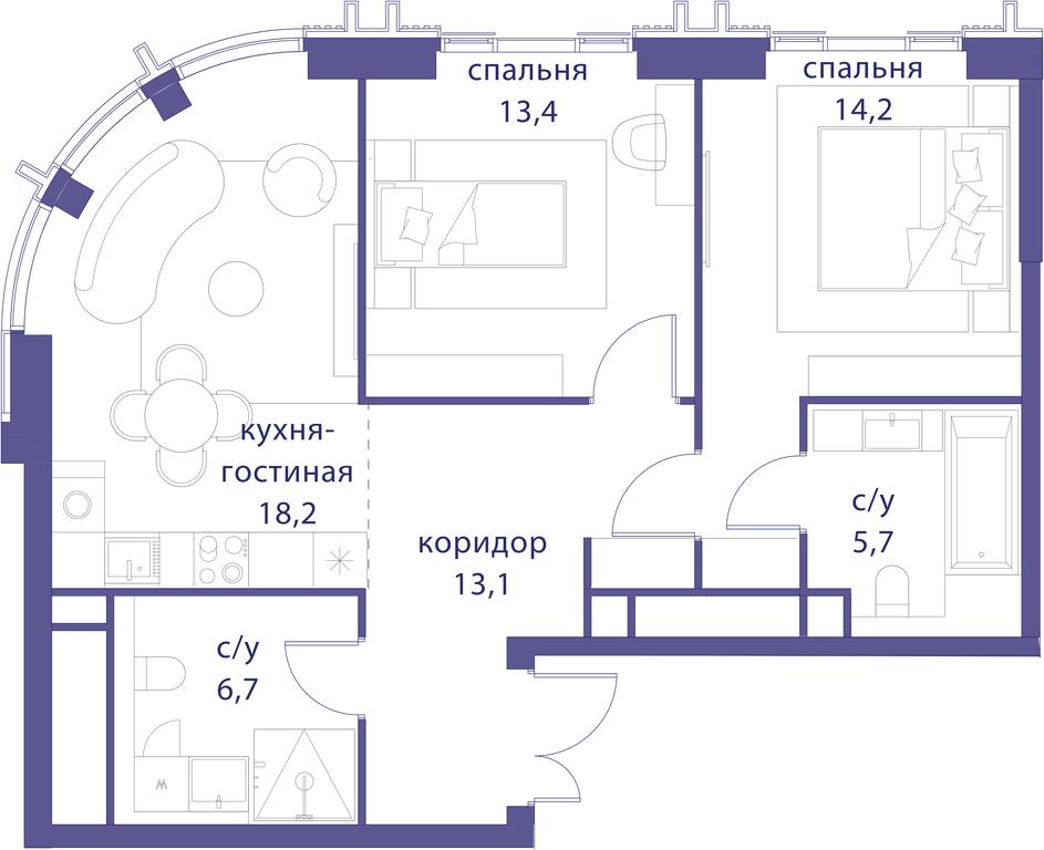 2-BD Apartment Sale, 71.3平方米 at Tatarskaya 35, Bolshaya Tatarskaya Street, Moscow, Russia #1 2-BD Apartment Sale, 71.3平方米 at Tatarskaya 35, Bolshaya Tatarskaya Street, Moscow, Russia #1