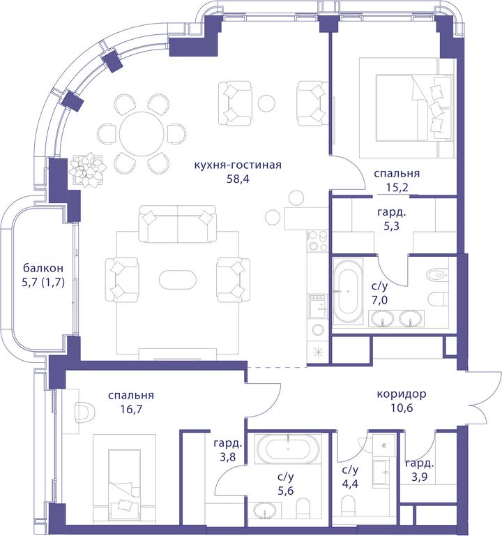 2-BD Apartment Sale, 132.6 sq. m. at Tatarskaya 35, Bolshaya Tatarskaya Street, Moscow, Russia #1 2-BD Apartment Sale, 132.6 sq. m. at Tatarskaya 35, Bolshaya Tatarskaya Street, Moscow, Russia #1