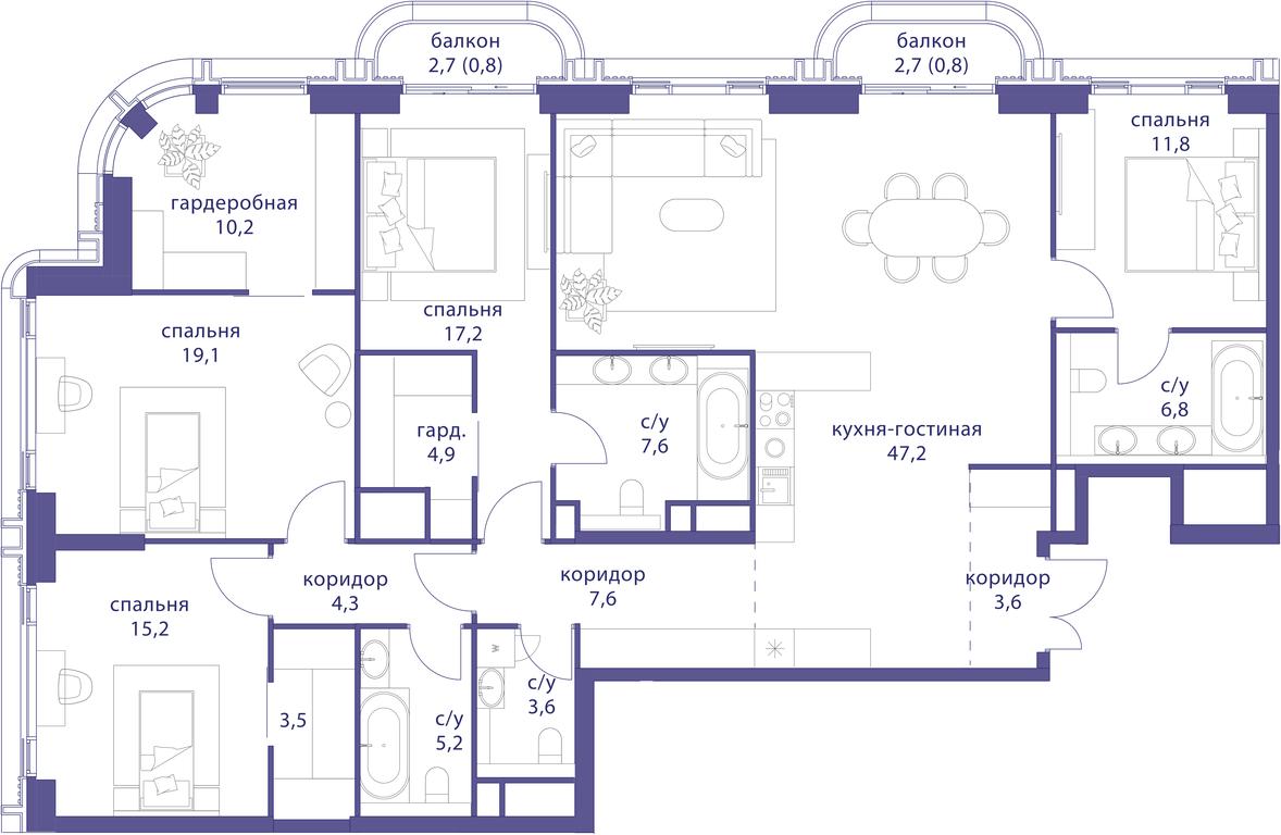 4-BD Apartment Sale, 170.9 sq. m. at Tatarskaya 35, Bolshaya Tatarskaya Street, Moscow, Russia #1
