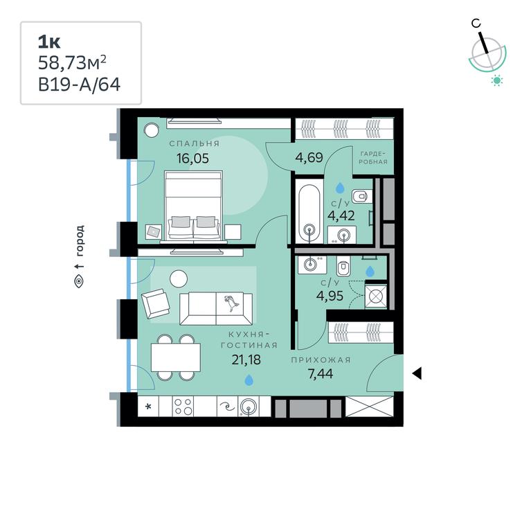 1-BD Apartment Sale, 58.73平方米 at SberCity, zhiloy kompleks Sbersiti, Rublyovo-Arkhangelskoye Microdistrict, Moscow, Russia #1 1-BD Apartment Sale, 58.73平方米 at SberCity, zhiloy kompleks Sbersiti, Rublyovo-Arkhangelskoye Microdistrict, Moscow, Russia #1