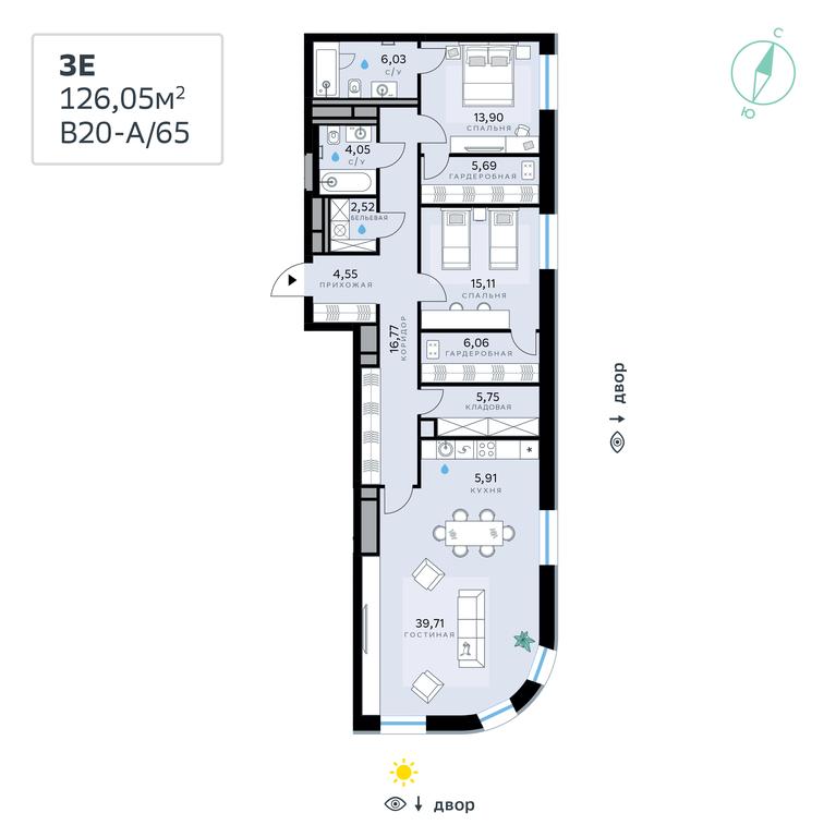 2-BD Apartment Sale, 126.05平方米 at SberCity, zhiloy kompleks Sbersiti, Rublyovo-Arkhangelskoye Microdistrict, Moscow, Russia #1