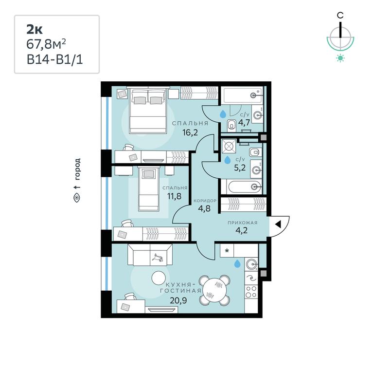 2-BD Apartment Sale, 67.8平方米 at SberCity, zhiloy kompleks Sbersiti, Rublyovo-Arkhangelskoye Microdistrict, Moscow, Russia #1 2-BD Apartment Sale, 67.8平方米 at SberCity, zhiloy kompleks Sbersiti, Rublyovo-Arkhangelskoye Microdistrict, Moscow, Russia #1