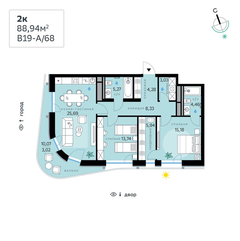2-BD Apartment Sale, 88.94 sq. m. at SberCity, zhiloy kompleks Sbersiti, Rublyovo-Arkhangelskoye Microdistrict, Moscow, Russia #1 2-BD Apartment Sale, 88.94 sq. m. at SberCity, zhiloy kompleks Sbersiti, Rublyovo-Arkhangelskoye Microdistrict, Moscow, Russia #1