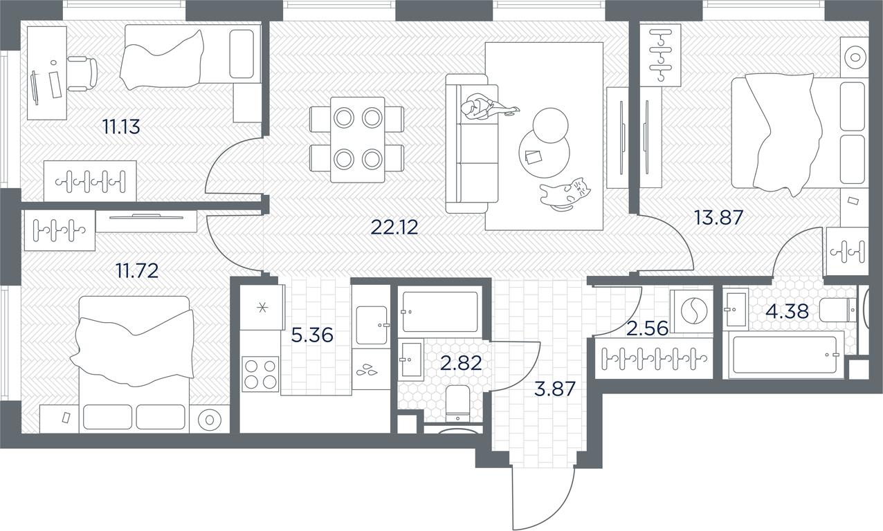 2-BD Apartment Sale, 77.83平方米 at TATE, Vetkina Street, Moscow, Russia #1