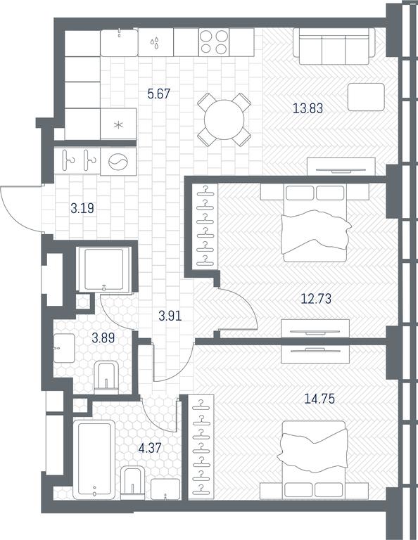 1-BD Apartment Sale, 62.34 sq. m. at TATE, Vetkina Street, Moscow, Russia #1