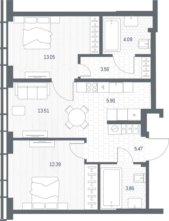 1-BD Apartment Sale, 61.83 sq. m. at TATE, Vetkina Street, Moscow, Russia #1 1-BD Apartment Sale, 61.83 sq. m. at TATE, Vetkina Street, Moscow, Russia #1
