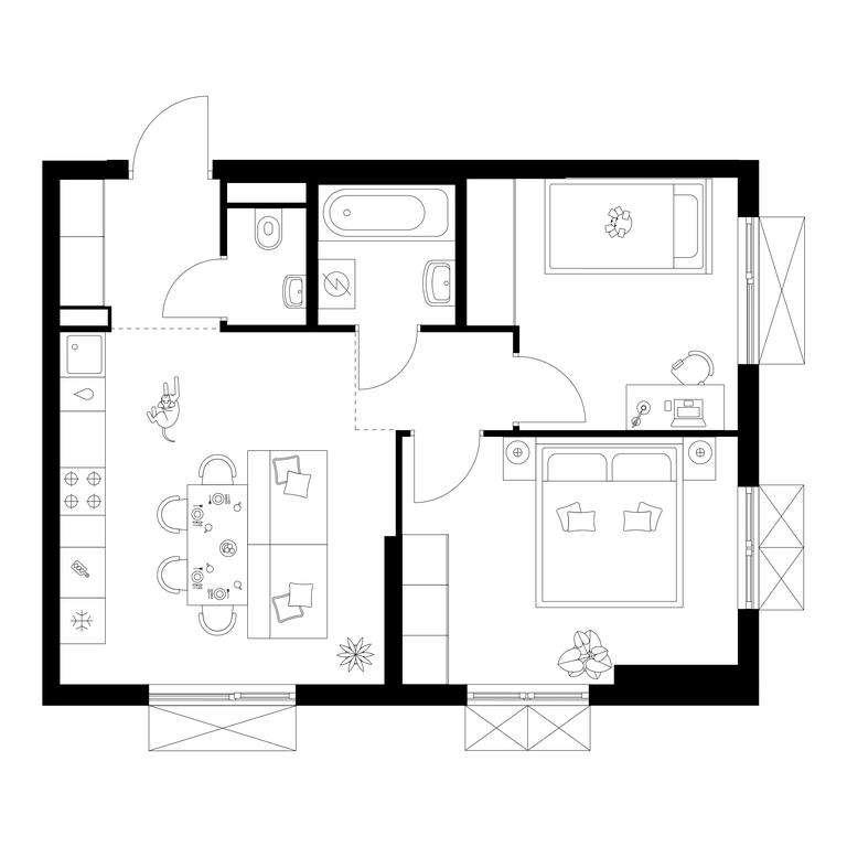 2-BD Apartment Sale, 48.7 sq. m. at Salarevo Park, Salaryevskaya Street, 8к1, Moskovskiy Settlement, Moscow, Russia #1