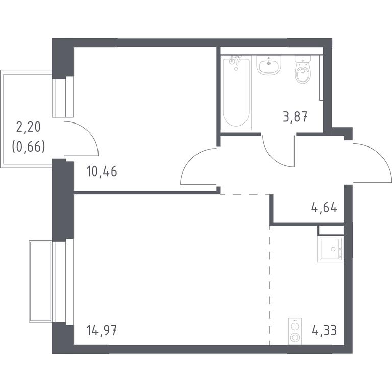 Apartment Sale, 38.93平方米 at Novoe Vnukovo, kvartal № 38, Kokoshkino Settlement, Moscow, Russia #1