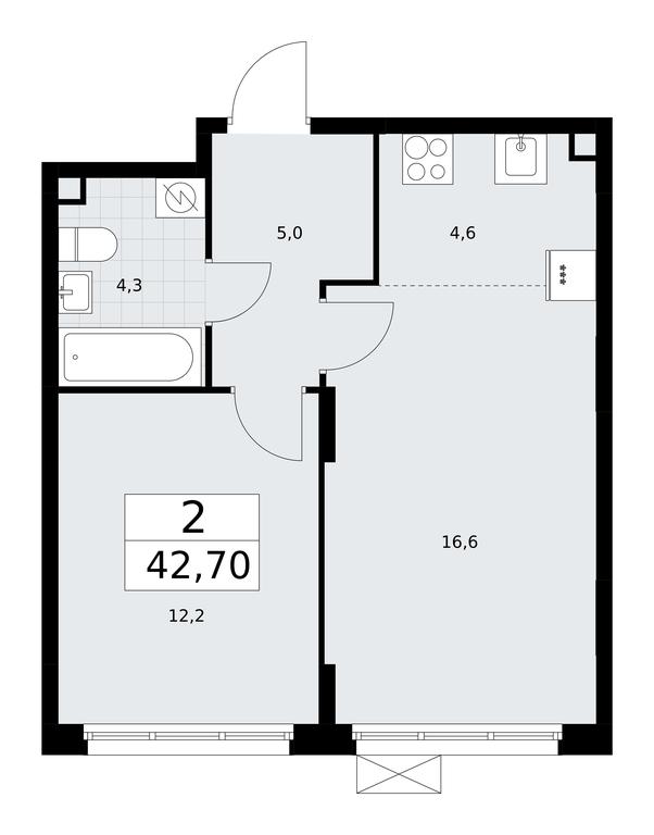 1-BD Apartment Sale, 42.7 sq. m. at Dzen-Kvartaly, ulitsa Aleksandry Monakhovoy, 2/3, Sosenskoye Settlement, Moscow, Russia #1