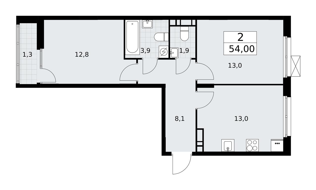 1-BD Apartment Sale, 54平方米 at Dzen-Kvartaly, ulitsa Aleksandry Monakhovoy, 2/3, Sosenskoye Settlement, Moscow, Russia #1