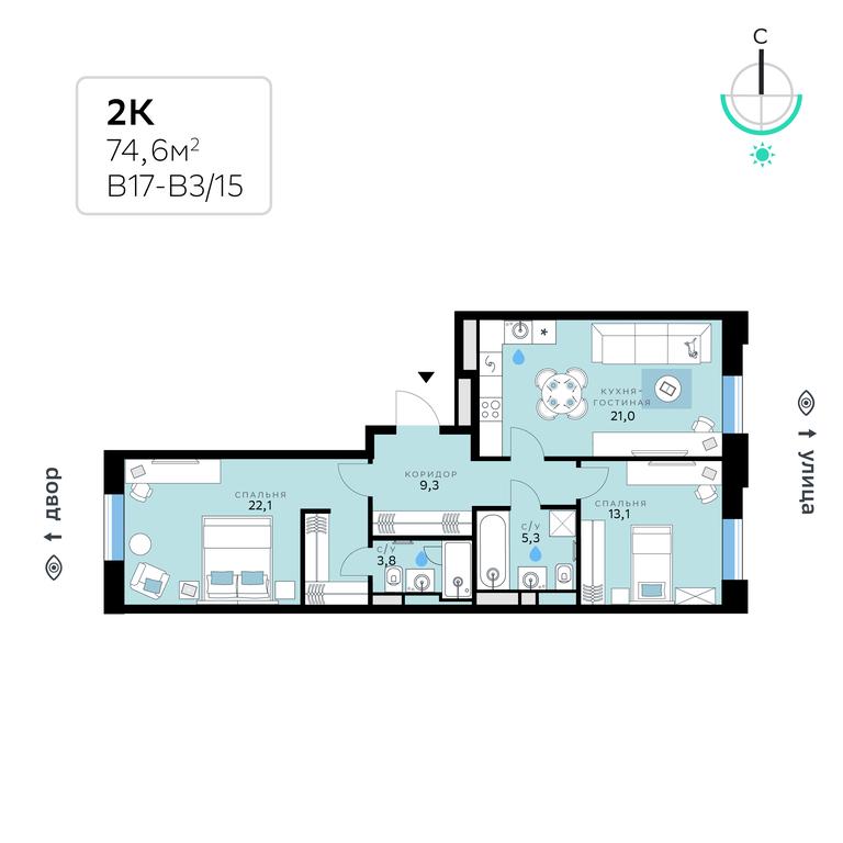 2-BD Apartment Sale, 74.6 sq. m. at SberCity, zhiloy kompleks Sbersiti, Rublyovo-Arkhangelskoye Microdistrict, Moscow, Russia #1 2-BD Apartment Sale, 74.6 sq. m. at SberCity, zhiloy kompleks Sbersiti, Rublyovo-Arkhangelskoye Microdistrict, Moscow, Russia #1