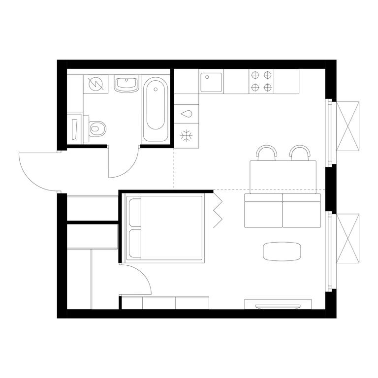 1-BD Apartment Sale, 34.1 sq. m. at Yaroslavskiy, 16th Microdistrict, Mytischi, Moscow Region, Russia #1